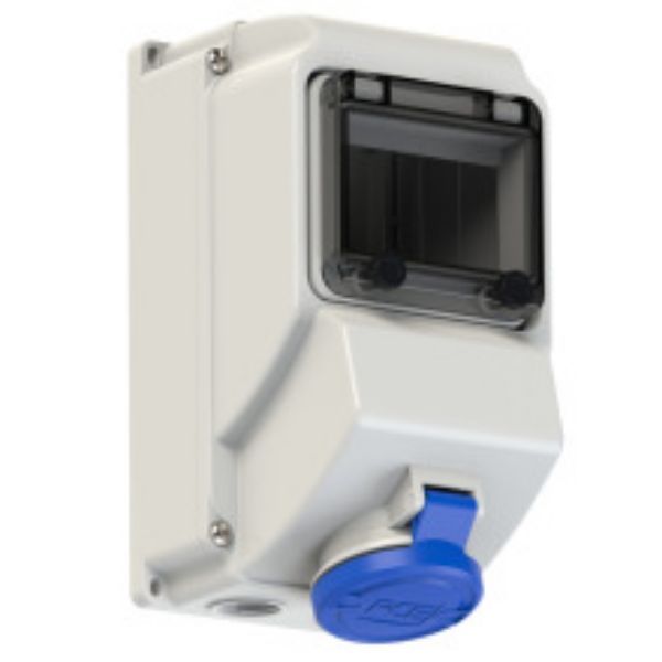 CEE wall mounted socket with window 16A 4p 9h IP44 LS image 1