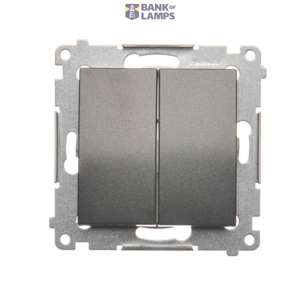 Two gang switch for IP44 version, (module), 10AX, quick connection, anthracite, metalic image 1