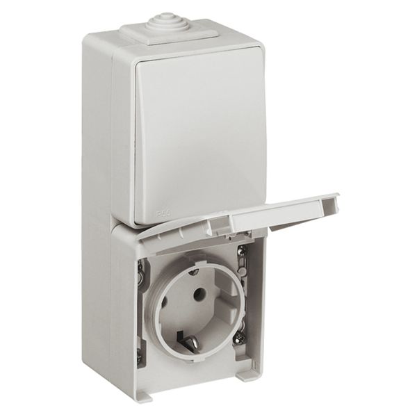 2-WAY SWITCH+EARTH SOCK(SKO)DOUB VERT BASE GR image 2