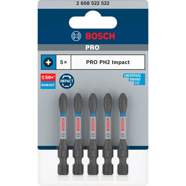 PRO Phillips Impact Bit, PH2, 55 mm, 5 pcs image 1