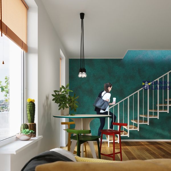 HANGING LAMP DIEGO 5 BLACK E27 5X60W IP20 image 5