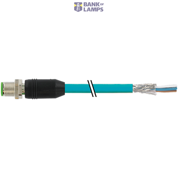 M12 male 0° X-cod. with cable shielded TPE 4x2x26AWG SF/UTP CAT6a bu U image 1