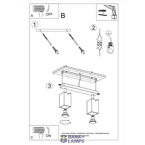 CEILING LAMP MERIDA 2 GREY GU10 2X40W IP20 image 7