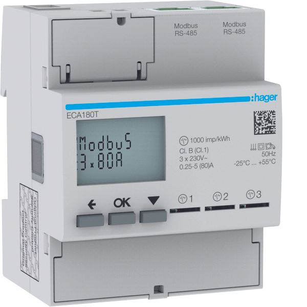 1 Phase kWhmeter direct 3x80A 4M AGARDIO image 1