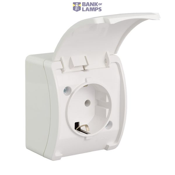 VG-1 Koala Single Socket 2P+Z SCHUKO surface mounted IP44 white with white flap VG 181-01 image 1