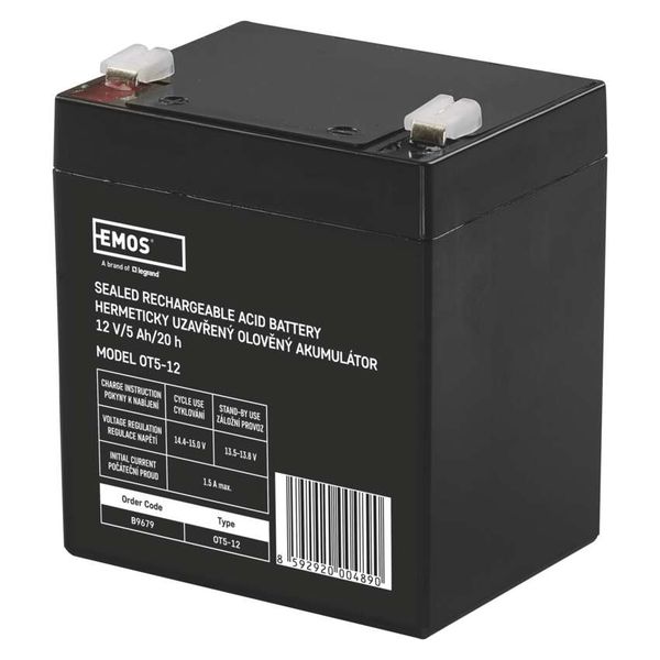 SLA battery 12V 5Ah faston 6,3mm image 1