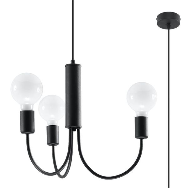 PICCOLO CHANDELIER 3 BLACK E27 3X60W IP20 image 1