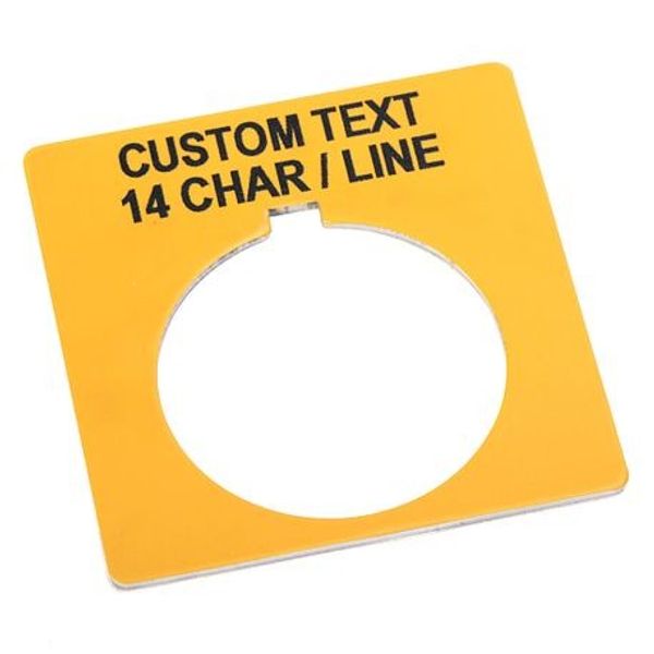 Allen-Bradley 800T-X679E Legend Plate, 30 mm Push-Button, Yellow, Custom image 1