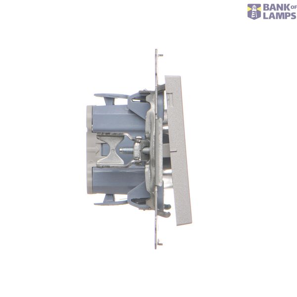 Double socket outlet with earthing for IP44 version with frame seal, with shutters, (module), Simon 24, IP20/IP44, 16A, champagne matt, Flap color: Transparent image 1
