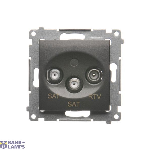 SAT-SAT-RTV double aerial socket, atten.: 1dB, anthracite, metalic image 1