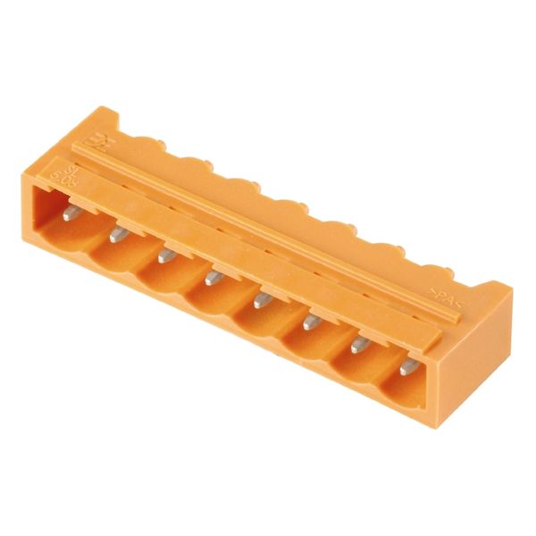PCB plug-in connector, male header, closed side, THT solder connection, 5.08 mm, Number of poles: 17, 90°, Solder pin length (l): 3.2 mm, tinned, orange, Box image 1