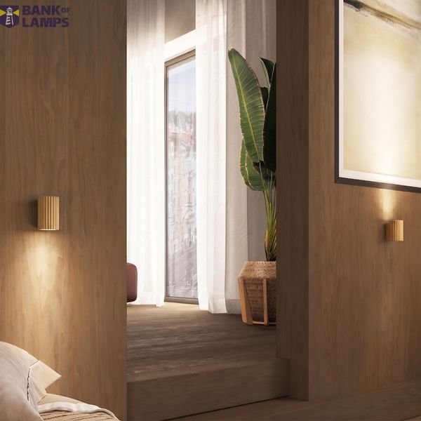 GOLDEN WALL LAMP WITH ELEGANT FLUTED LAMP SHADE IN INDUSTRIAL STYLE, KARBON FAMILY image 9