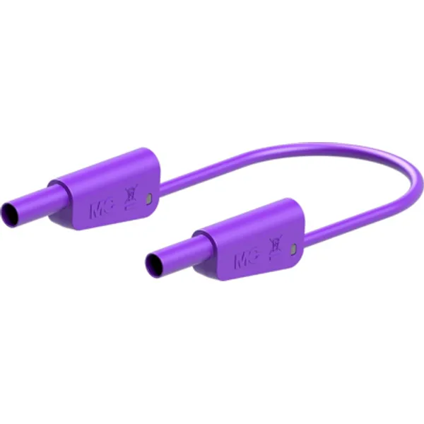 Measuring lead with (4 mm lamella plug, straight) to (4 mm lamella plug, straight), 250 mm, purple, PVC, 2.5 mm², CAT II, CAT III, 66.2015-02526 image 1