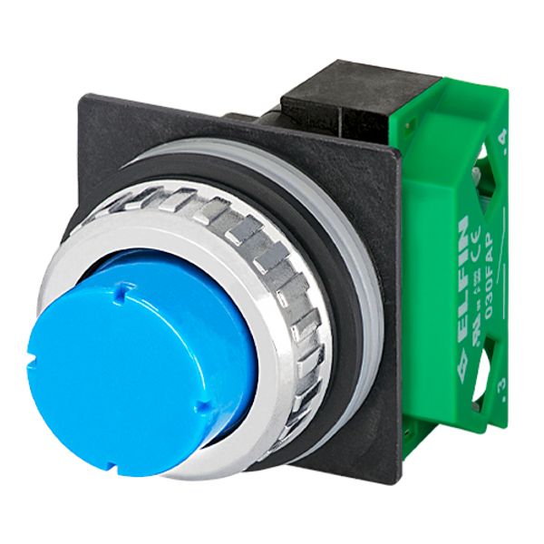 Projecting push-button, blue, N.O. image 1