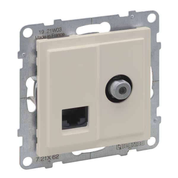 TV F-TYPE + RJ45 CAT6 UTP IVORY image 1