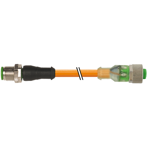 M12 male 0° / M12 female 0° A-cod. LED PUR 4x0.34 or 5m image 1