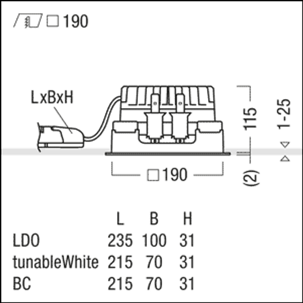 P-INF Q190H 1800-930 LDO FAL TL - LED ceiling-recessed luminaire image 3