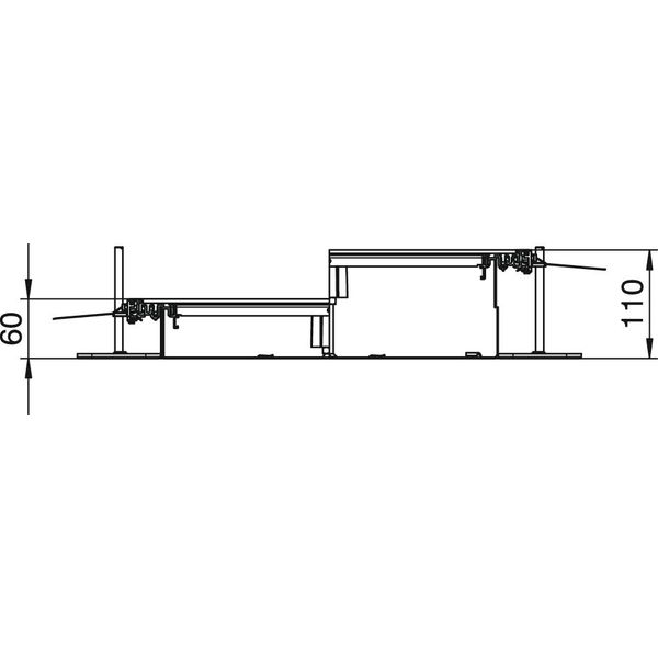 OKA-W5006050DR9 Flushfloor trunking unit for service unit GESR9 2400x500x60 image 2