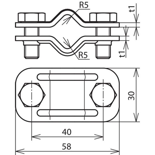 UNI disconnecting clamp, St/tZn for 2x Rd 8-10mm image 2