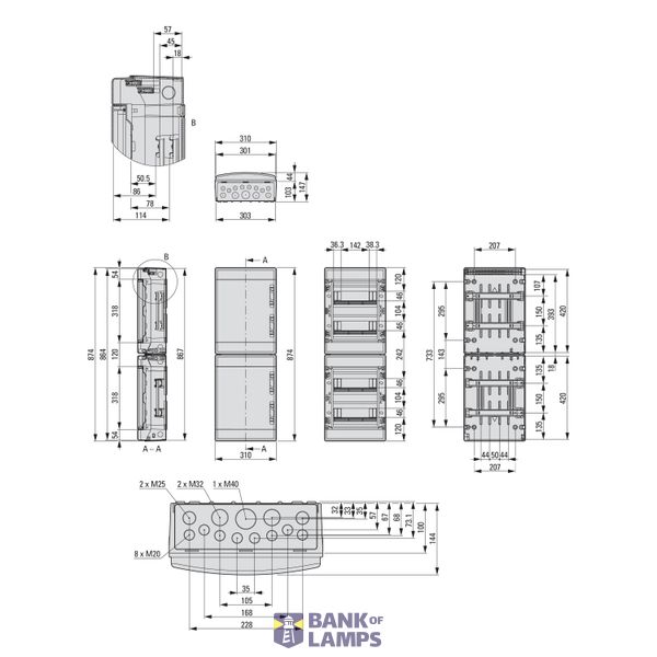 Surface Mounted Board, IP65, IK08, 4-rows 48 modules, with screw termi image 6