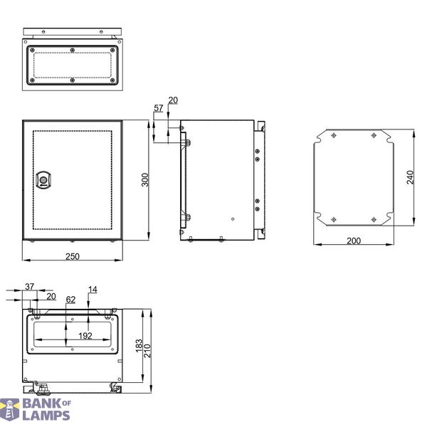 Wall-mounted enclosure 1 door IP65 H=300 W=250 D=210 mm image 2
