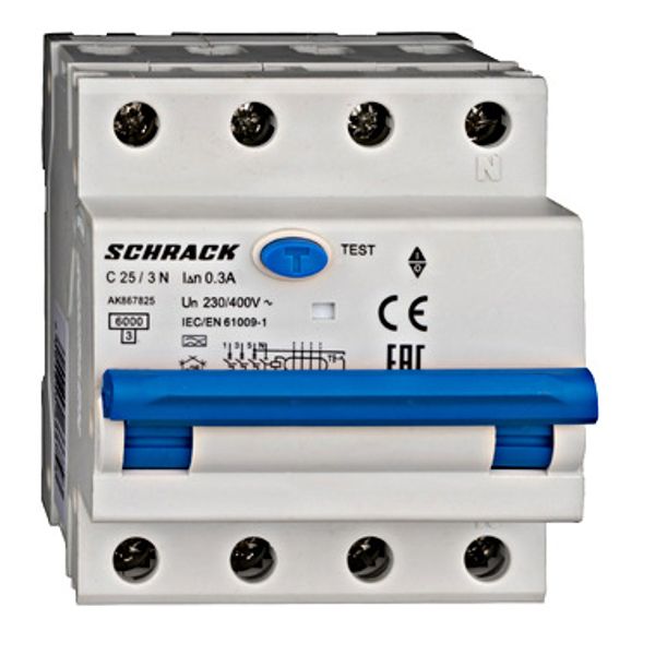 Combined MCB/RCD (RCBO) 3+N, AMPARO 6kA, C 25A, 300mA, Typ A image 1