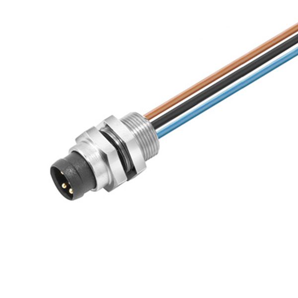 Built-in plugs, M8 snap, pin, straight, Mounting thread: M8, Number of poles: 3, Strand / cable length: 0.5 m image 1
