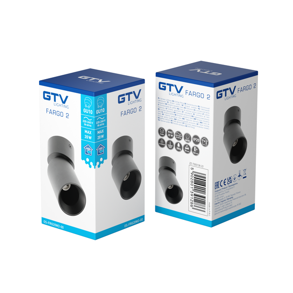 Ceiling luminaire FARGO 2, GU10, 70x166 mm, IP20, max. 20 W, round, black image 3