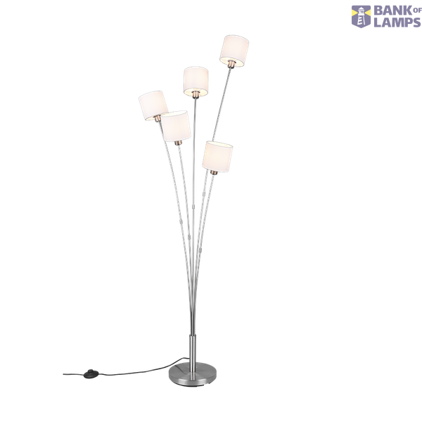 Tommy floor lamp 5-pc E14 brushed steel/white image 1