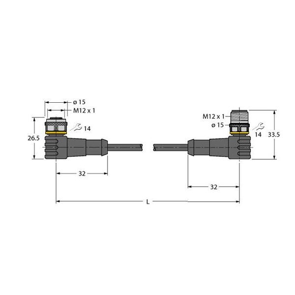 Actuator and Sensor Cable, PUR Extension Cable   WKC4T-P7X2-1.5-WSC4T/TXL image 1
