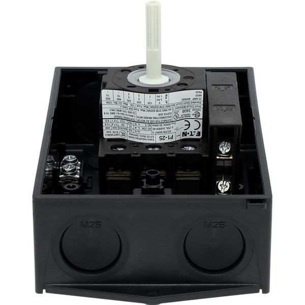 P1-25/I2/SVB/HI11 Main switch, P1, 25 A, surface mounting, 3 pole, 1 N/O, 1 N/C, Emergency switching off function, With red rotary handle and yellow locking ring, Locka image 6