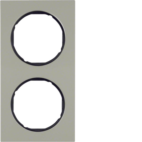 Frame 2gang, R.3, stainless steel/black image 1