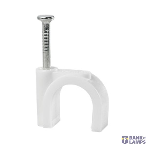FLOP-14 cable holder with nail, round cable ⌀14mm, white, nail: 2x31mm image 1