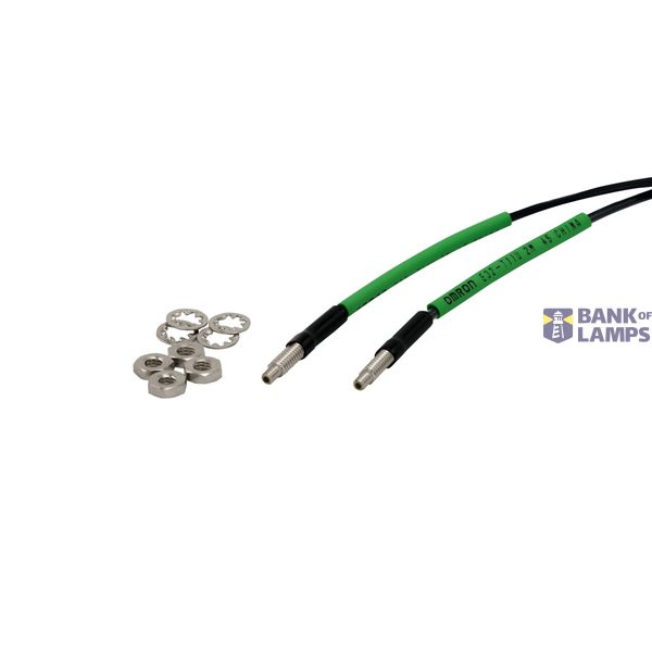 Fiber optic sensor head, through-beam, M4 cylindrical axial, R1 flexible and chemical resistant fiber, 2 m cable E32 1522G image 1