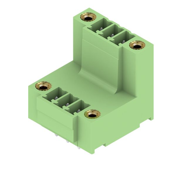 PCB plug-in connector, male header, Flange, THT solder connection, 3.81 mm, Number of poles: 6, 180°, Solder pin length (l): 3.2 mm, tinned, Pale green, Box image 4