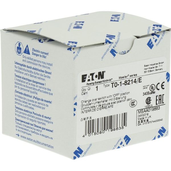 T0-1-8214/E Changeoverswitches, T0, 20 A, flush mounting, 1 contact unit(s), Contacts: 2, 45 °, momentary, With 0 (Off) position, with spring-return from both dir image 5