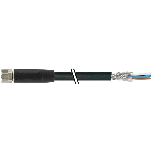 M8 fem. 0° A-cod. with cable PUR 3x0.34 shielded bk+drag-ch 7.3m image 1