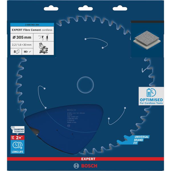 Expert for Fibre Cement Circular Saw Blade for Cordless Saws 305x2.2/1.6x30 T8 image 2