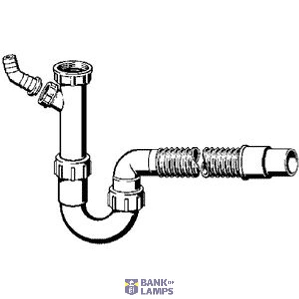 PVC siphon 11/2"x40/50 with corrugation and washing machine connection image 1
