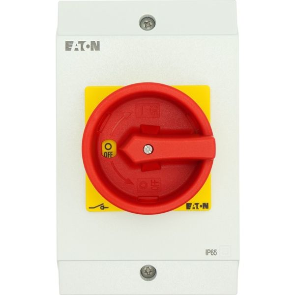 T3-4-8344/I2/SVB Main switch, T3, 32 A, surface mounting, 4 contact unit(s), 8-pole, Emergency switching off function, With red rotary handle and yellow locking ring, image 3