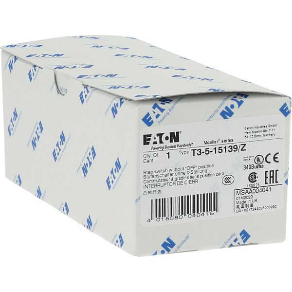 T3-5-15139/Z Step switches, T3, 32 A, rear mounting, 5 contact unit(s), Contacts: 10, 45 °, maintained, Without 0 (Off) position, 1-5, Design number 15139 image 25