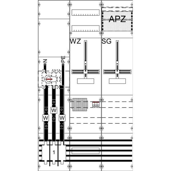 WF39KK91 9RE 3FB Complete panel according to FNN In 200A with three-point fastening image 1