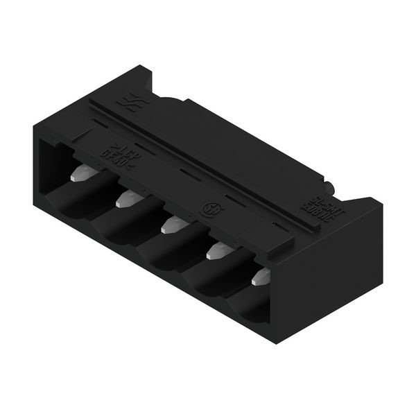 PCB plug-in connector, male header, closed side, THT/THR solder connection, 5.08 mm, Number of poles: 5, 90°, Solder pin length (l): 1.5 mm, tinned, black, Tape image 2