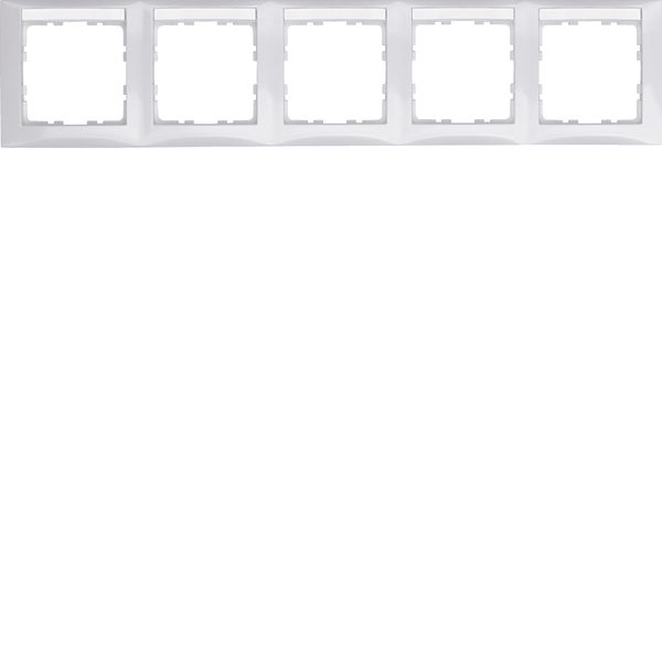 Frame with labelling field 5gang horizontal S.1, polar white glossy image 1