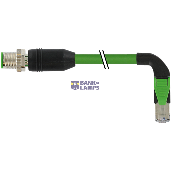 M12 male 0° D-cod. / RJ45 90° right shielded PUR 1x4xAWG22 gn 2m image 1