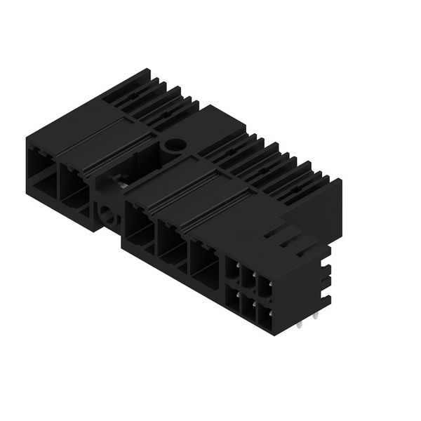 PCB plug-in connector, male header, closed side, Middle screw flange, THT solder connection, 7.62 mm, Number of poles: 5, 90°, Solder pin length (l): 3.5 mm, tinned, black, Box image 2