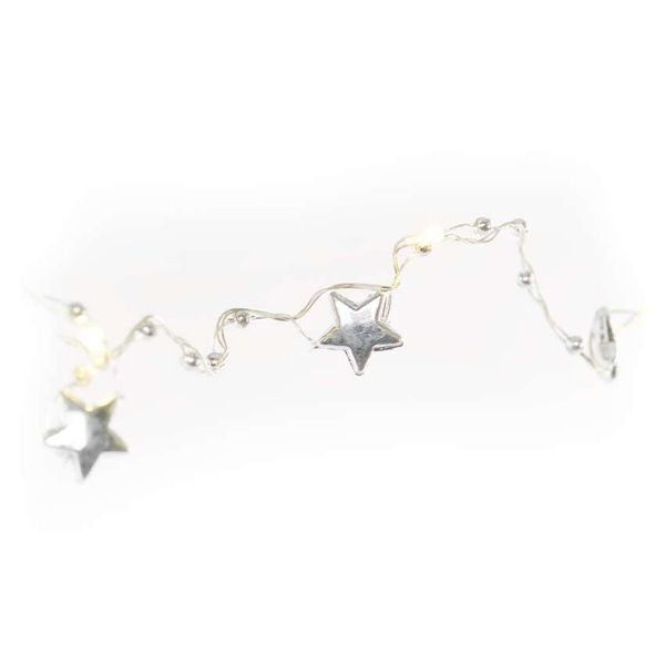 LED Christmas chain silver – stars, 1.9 m, 2x AA, indoor, warm white, timer image 1