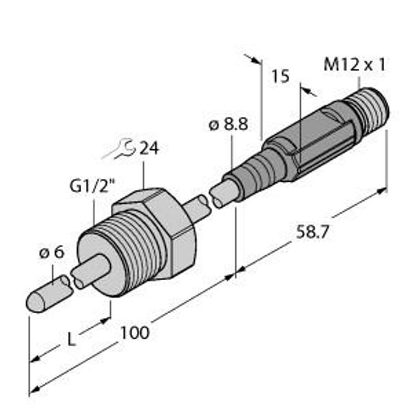 Temperature Detection With Current Output   TTM150C-206A-G1/2-LI6-H1140-L050-50/150C image 1