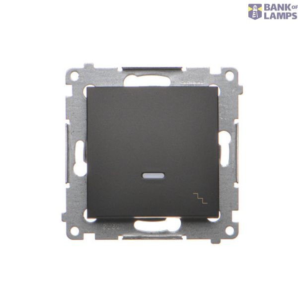 Two-way switch with LED illumination, (module), 10AX, quick connection, black matt image 1