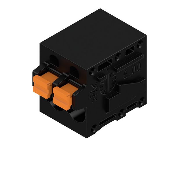 Printed circuit board terminals, 5.00 mm, Number of poles: 2, 90°, Solder pin length (l): 3.5 mm, tinned, black, PUSH IN with actuator, Clamping range, max. : 2.5 mm², Box image 2